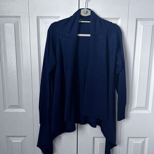 Milano Open-Front Draped Cardigan in Navy Blue